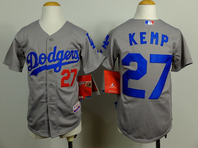 Youth Los Angeles Dodgers #27 Kemp Grey MLB Jerseys